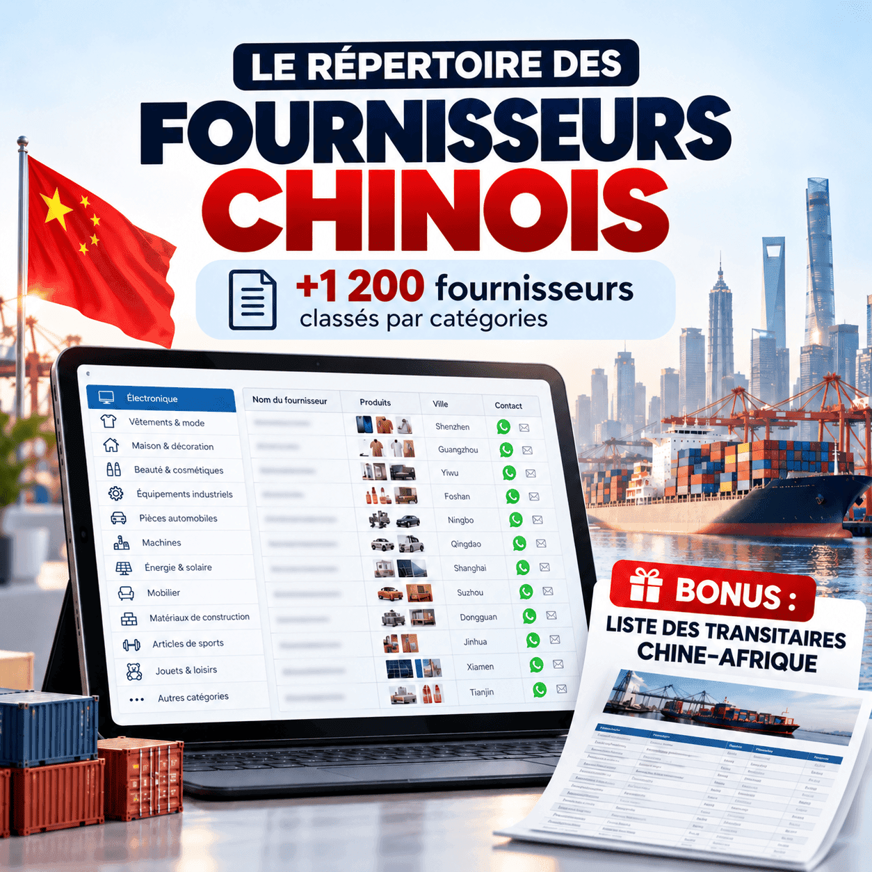 LE RÉPERTOIRE DES FOURNISSEURS CHINOIS